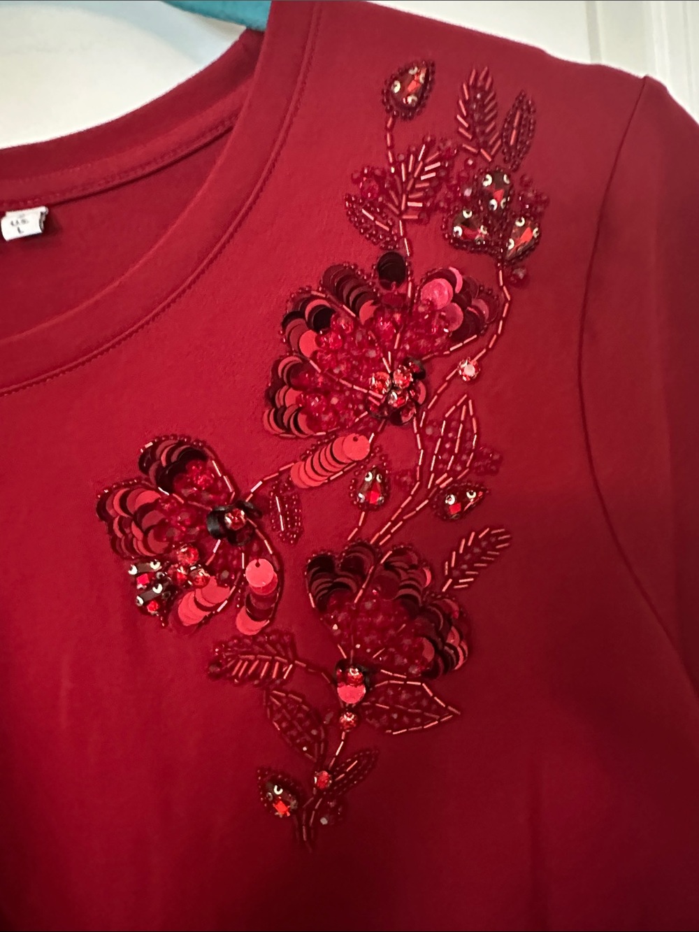 Chico's Scarlet Ponte Tunic with Floral Sequin Accent - Picture 3 of 12